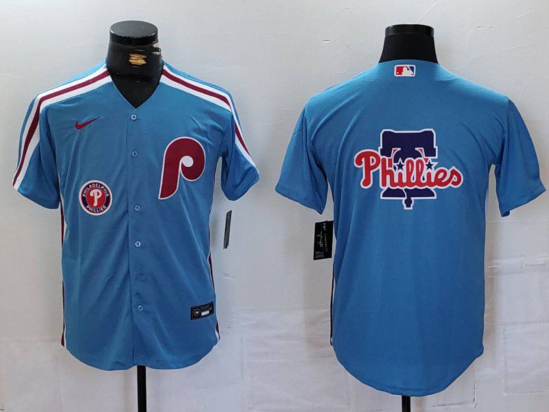 Men Philadelphia Phillies Blank Blue Throwback 2024 Nike MLB Jersey style 5->philadelphia phillies->MLB Jersey
